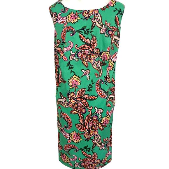 Roz & Ali Womens Green Paisley Floral Stretch Sheath Knee Length Dress sz 18 - Picture 1 of 16